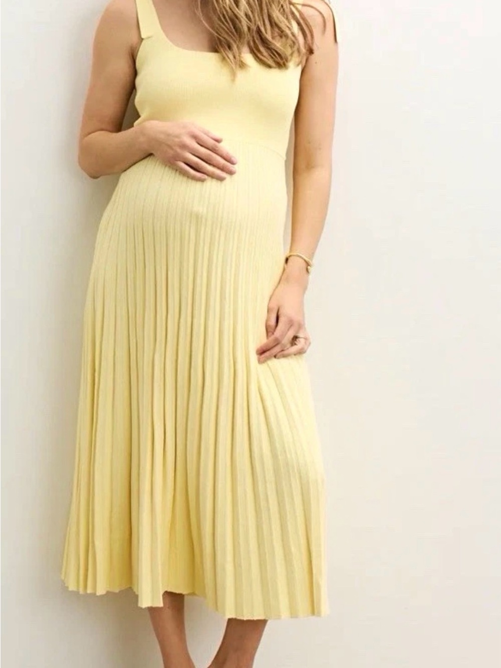 HATCH The Maisie Maternity & Nursing Knit Midi Dress Lemon Drop - Size Large (L)